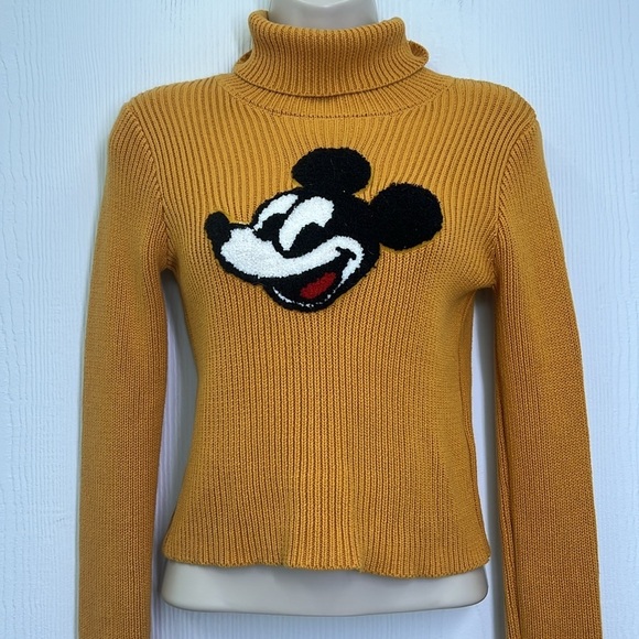 Forever 21 - Disney X Mickey Mouse Retro Yellow Crop Turtleneck Size Small - Picture 4 of 10